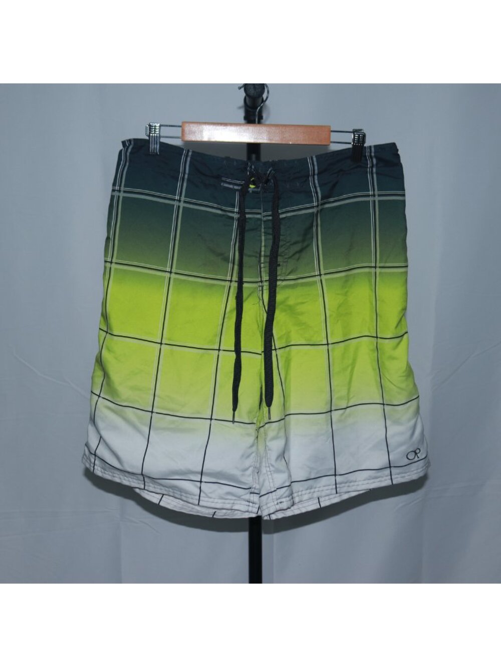 Ocean Pacific Mens Colorblock Baggy 100% Polyester Shorts Black Gradient Size L